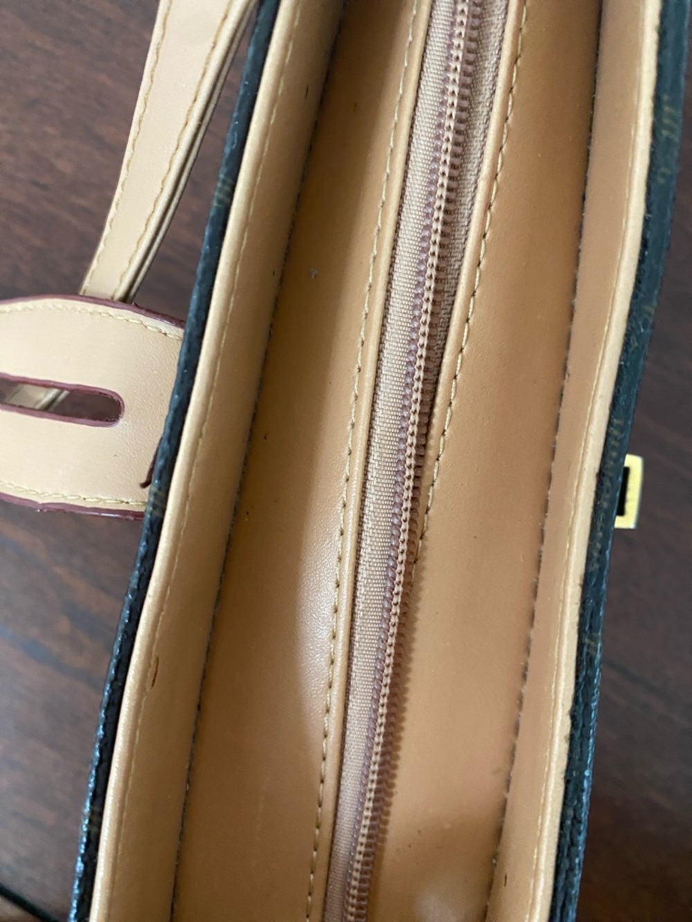 Designer-Inspired Monogram Mini Shoulder Bag in Brown and Tan - Picture 11 of 16